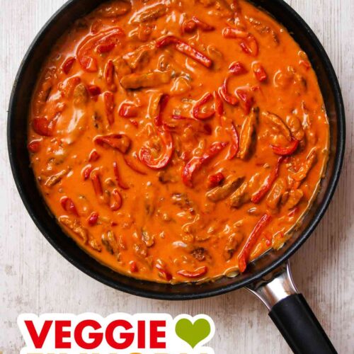 Veganes Paprika Rahm Geschnetzeltes