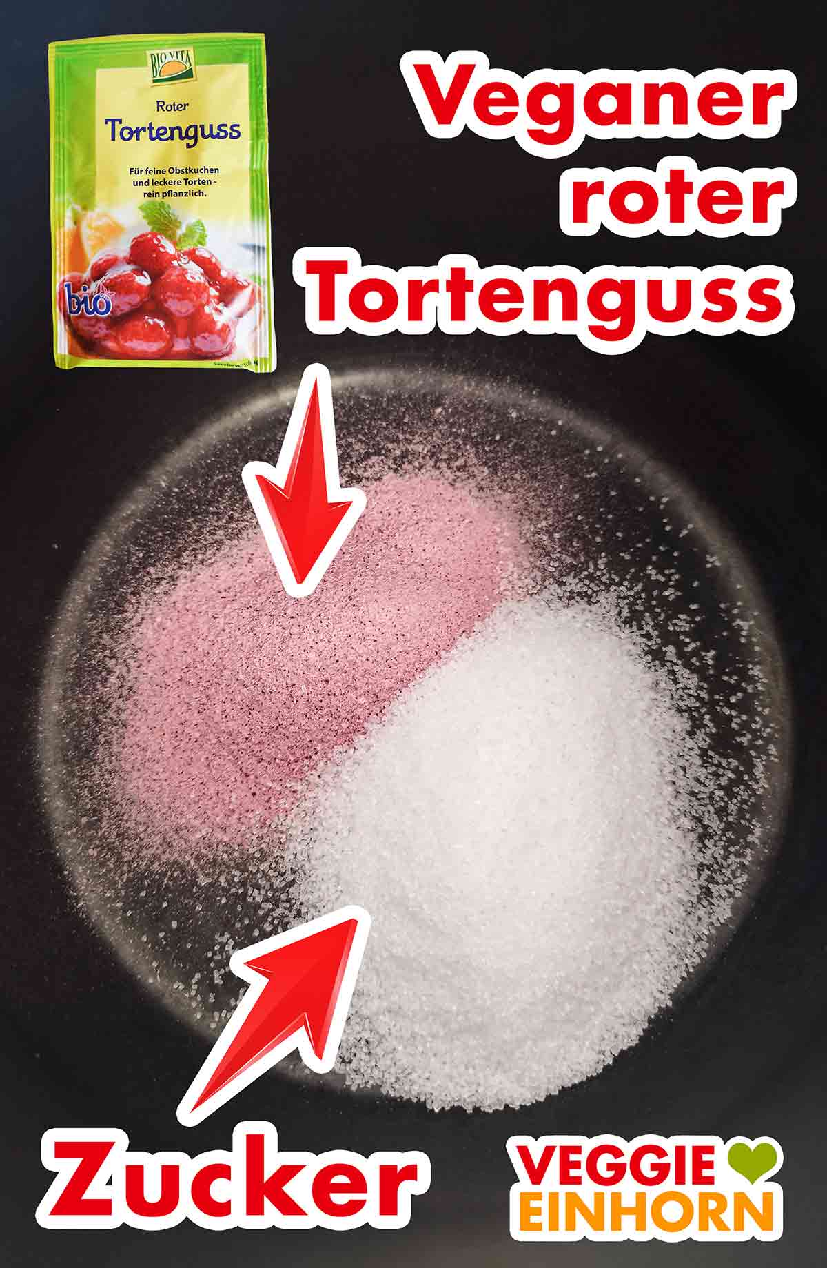 Biovita Roter Tortenguss und Zucker Veganes rotes Tortenguss Pulver mit Agar-Agar und Zucker im Topf