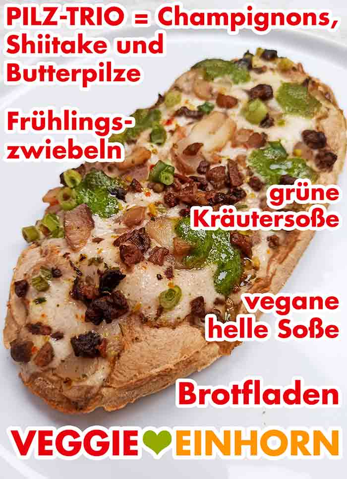 Das vegane Rustipani ist reichlich belegt. Fertig gebackenes veganes Rustipani