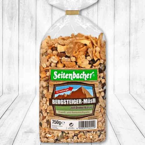 Eine Packung Bergsteiger Müsli von Seitenbacher