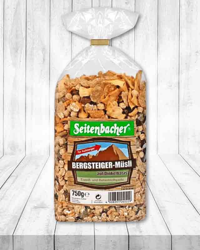 Eine Packung Bergsteiger Müsli von Seitenbacher