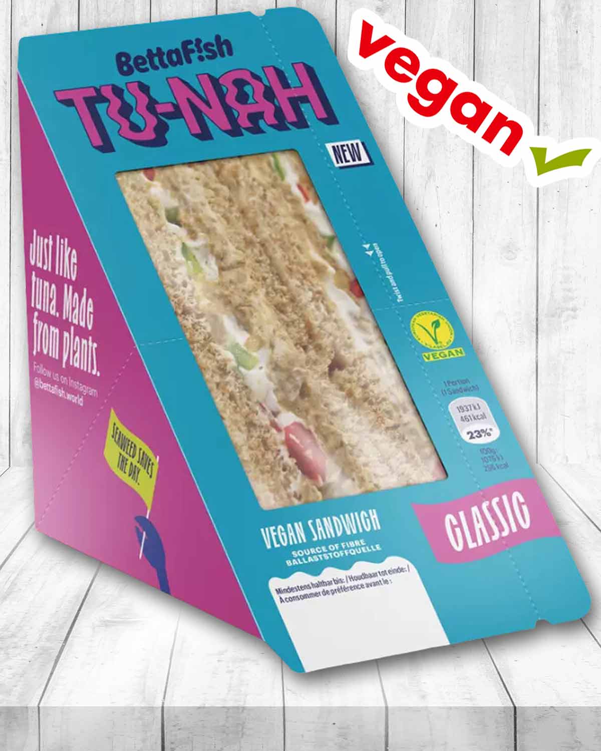 Das Tu-Nah Sandwich Classic von BettaFish ist ein veganes Thunfisch Sandwich. BettaFish Tu-Nah Sandwich Classic