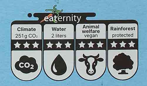 Auf der Packung des veganen Räucherlachs ist ein eaternity Score. eaternity Score auf der Packung des Veganz Lachs
