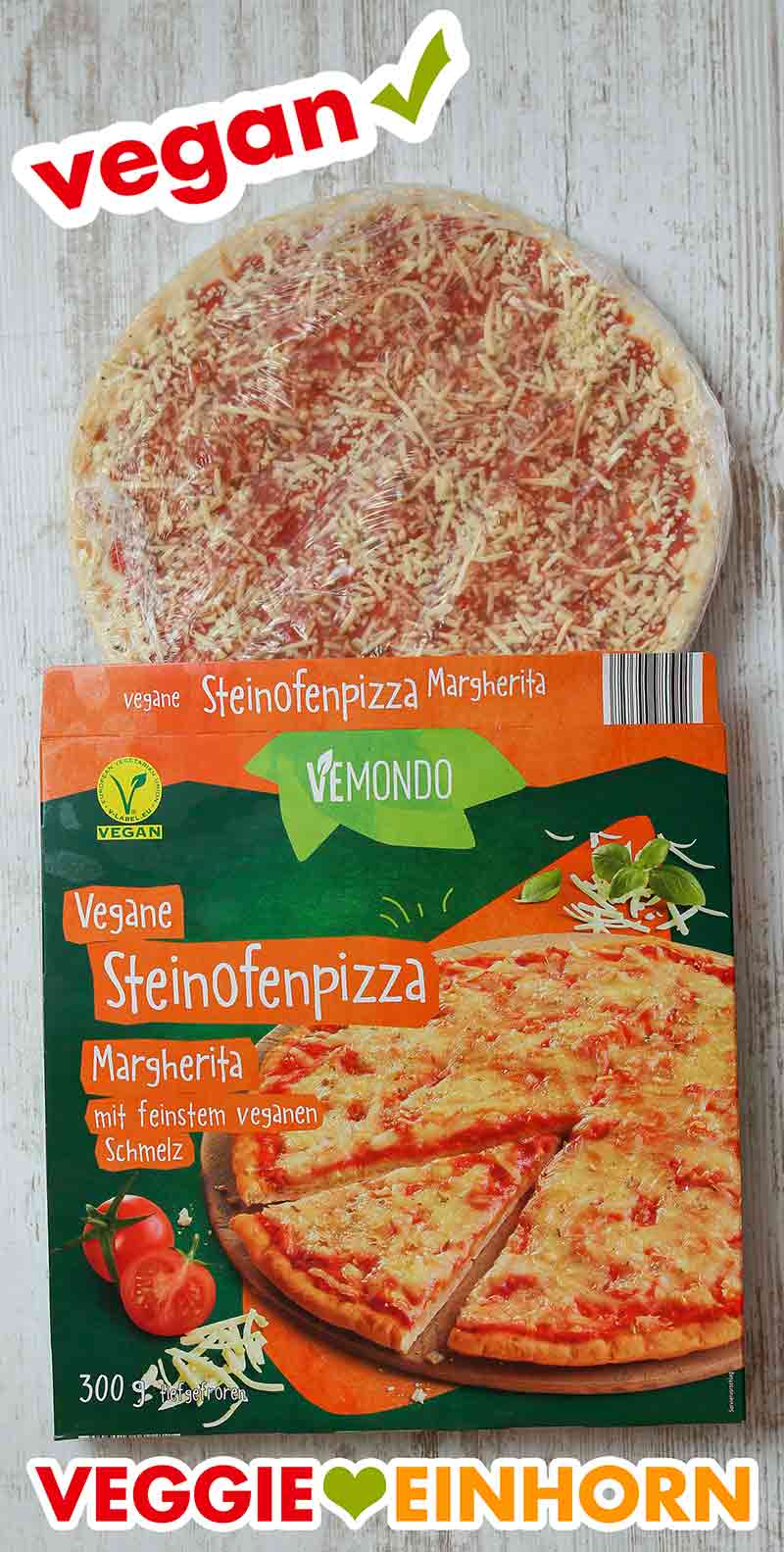 Die tiefgefrorene vegane Pizza Margherita von Lidl Vemondo Verpackung der veganen Pizza Margherita von Lidl