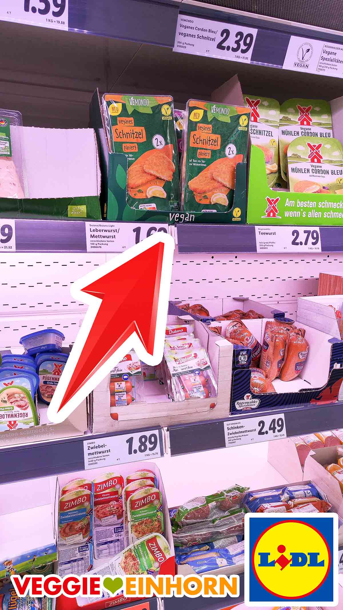 Vegane Vemondo Schnitzel im Lidl Vegane Schnitzel von Vemondo im Kühlregal bei Lidl