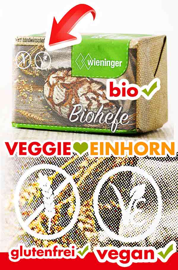 Wieninger Biohefe ist vegan, glutenfrei und bio. Ein Würfel Biohefe von Wieninger