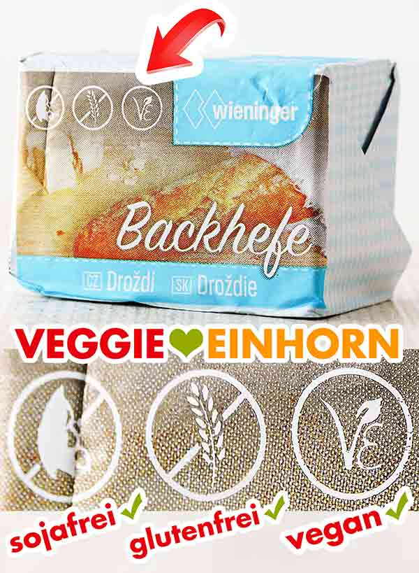 Wieninger Hefe ist vegan, sojafrei und glutenfrei. Ein Hefewürfel von Wieninger.