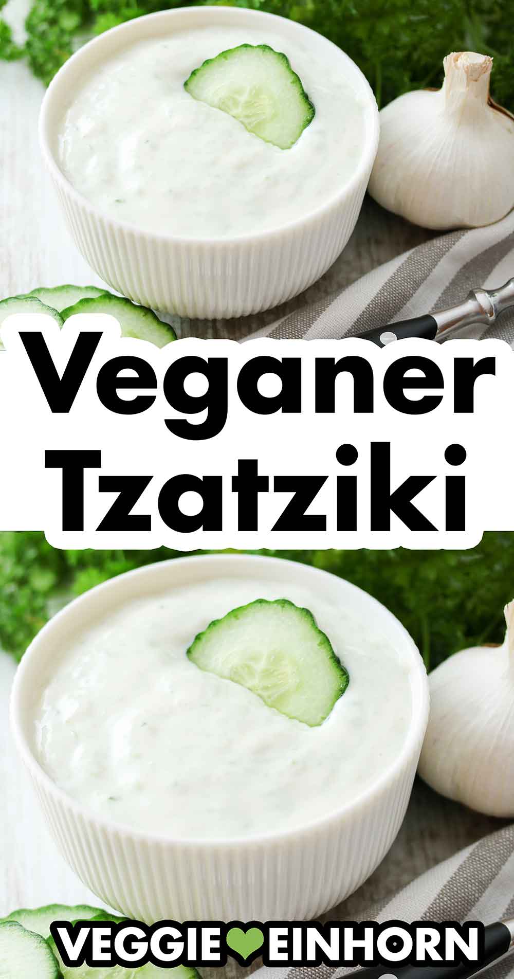 Veganes Zaziki mit Sojajoghurt Veganer Tzatziki mit Gurke und Knoblauch