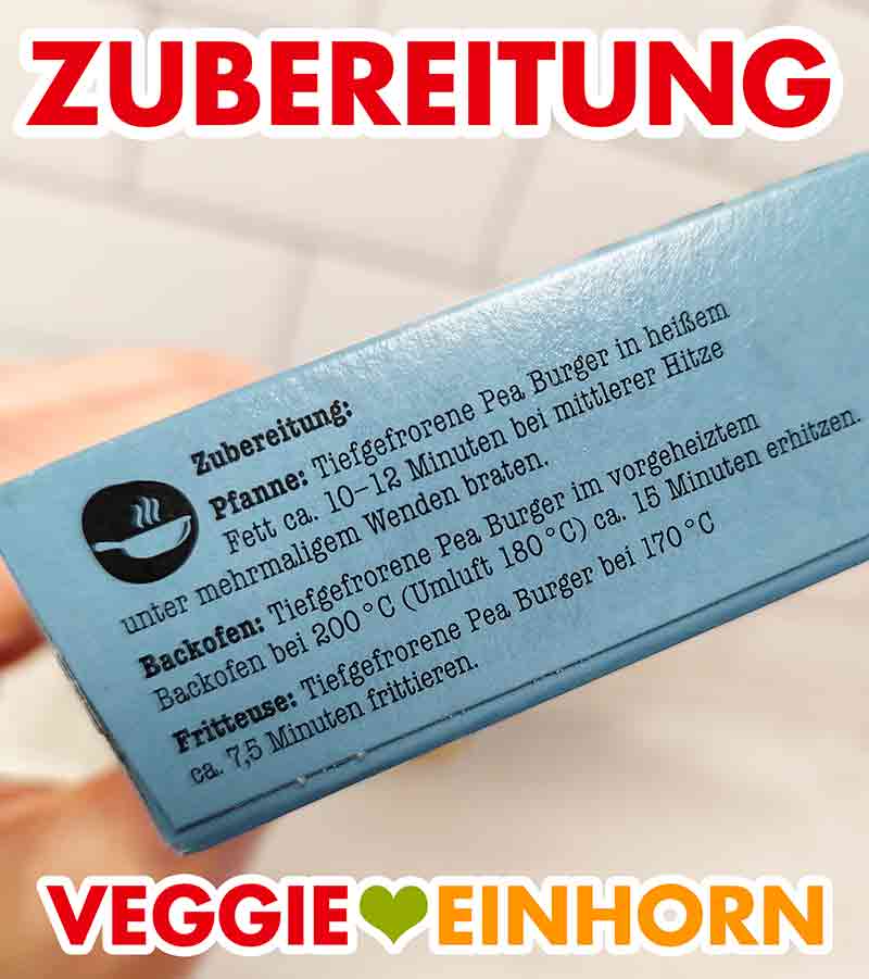 Die veganen TK-Burger von Penny können in der Pfanne, im Backofen oder in der Fritteuse zubereitet werden. Zubereitungsanleitung auf der Packung der veganen TK-Burger Patties von Penny