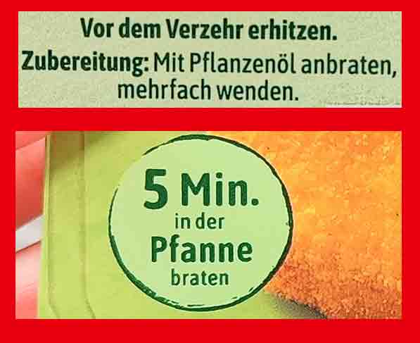 Die veganen Mühlen Schnitzel 5 Minuten in der Pfanne braten. Zubereitungsanleitung Vegane Mühlen Schnitzel