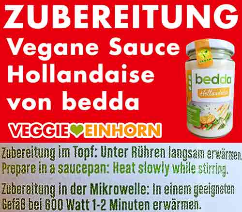 Zubereitungsanweisung für die vegane Sauce Hollandaise von bedda Zubereitung der veganen Sauce Hollandaise von bedda