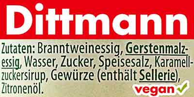 Inhaltsstoffe Dittmann Worcestershire Sauce Zutaten Dittmann Worcestersauce