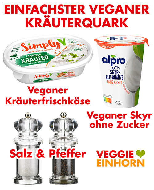 Veganer Kräuterfrischkäse. veganer Skyr ohne Zucker, Salz, Pfeffer Zutaten für den einfachsten veganen Kräuterquark mit Kräuterfrischkäse und veganem Skyr
