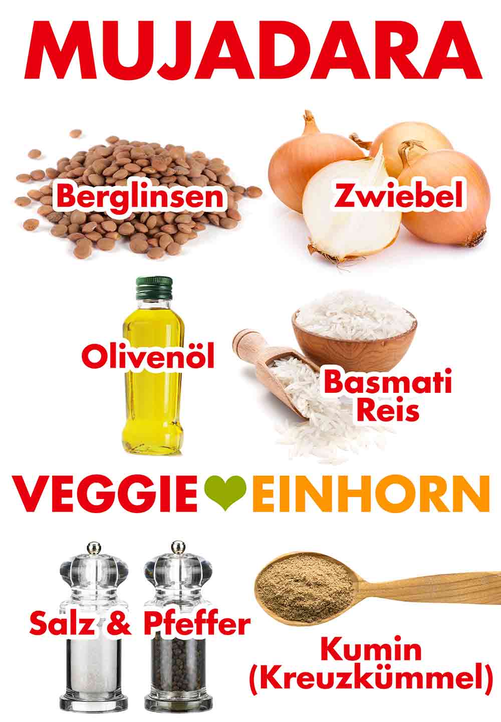 Zutaten für Mujaddara Zutaten für Mujadara