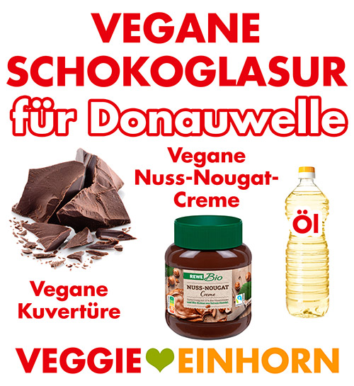 Vegane Kuvertüre, vegane Nutella, geschmacksneutrales Öl Zutaten für vegane Schokoglasur für Donauwelle