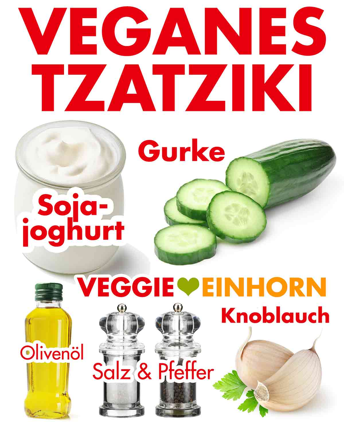 Zutaten für veganes Zaziki Zutaten für veganes Tzatziki