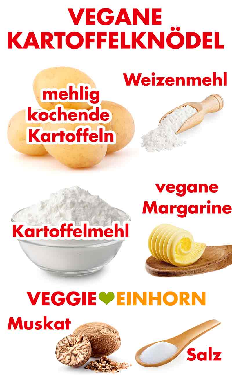 Zutaten für vegane Kartoffelklöße Zutaten für vegane Knödel