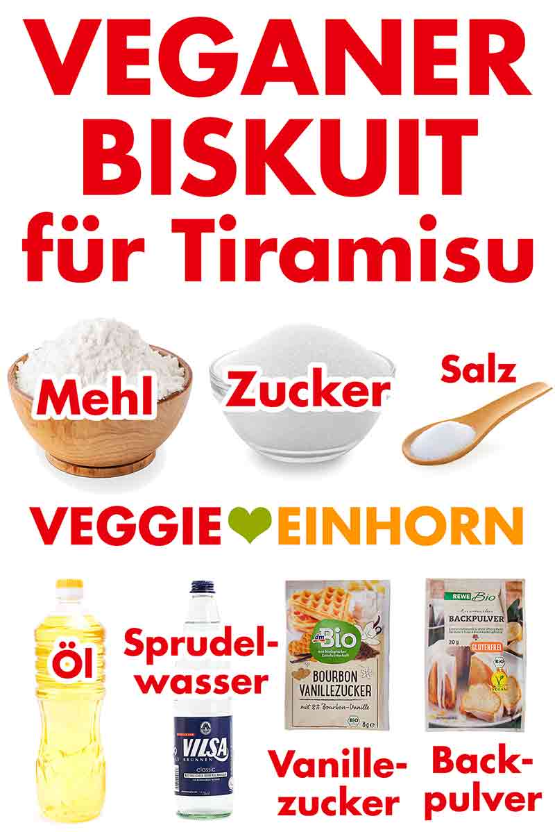 Die Zutaten des veganen Biskuits für Tiramisu Zutaten für veganen Biskuit für Tiramisu