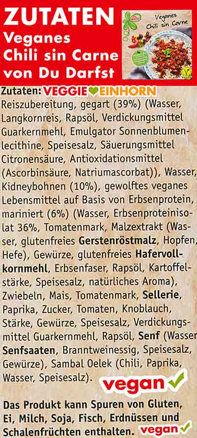 Zutatenliste des veganen Chili sin Carne von Du Darfst Zutaten des veganen Chili sin Carne von Du Darfst